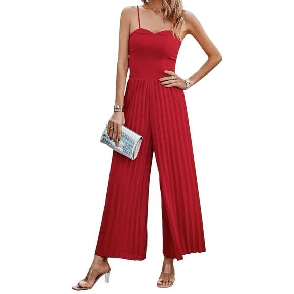 PRETTYGARDEN Pants - NWT PRETTYGARDEN Women's 2024 Sleeveless Jumpsuit Elegant Sweetheart Neck Pleate